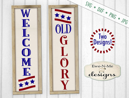 Old Glory Patriotic Vertical  - SVG