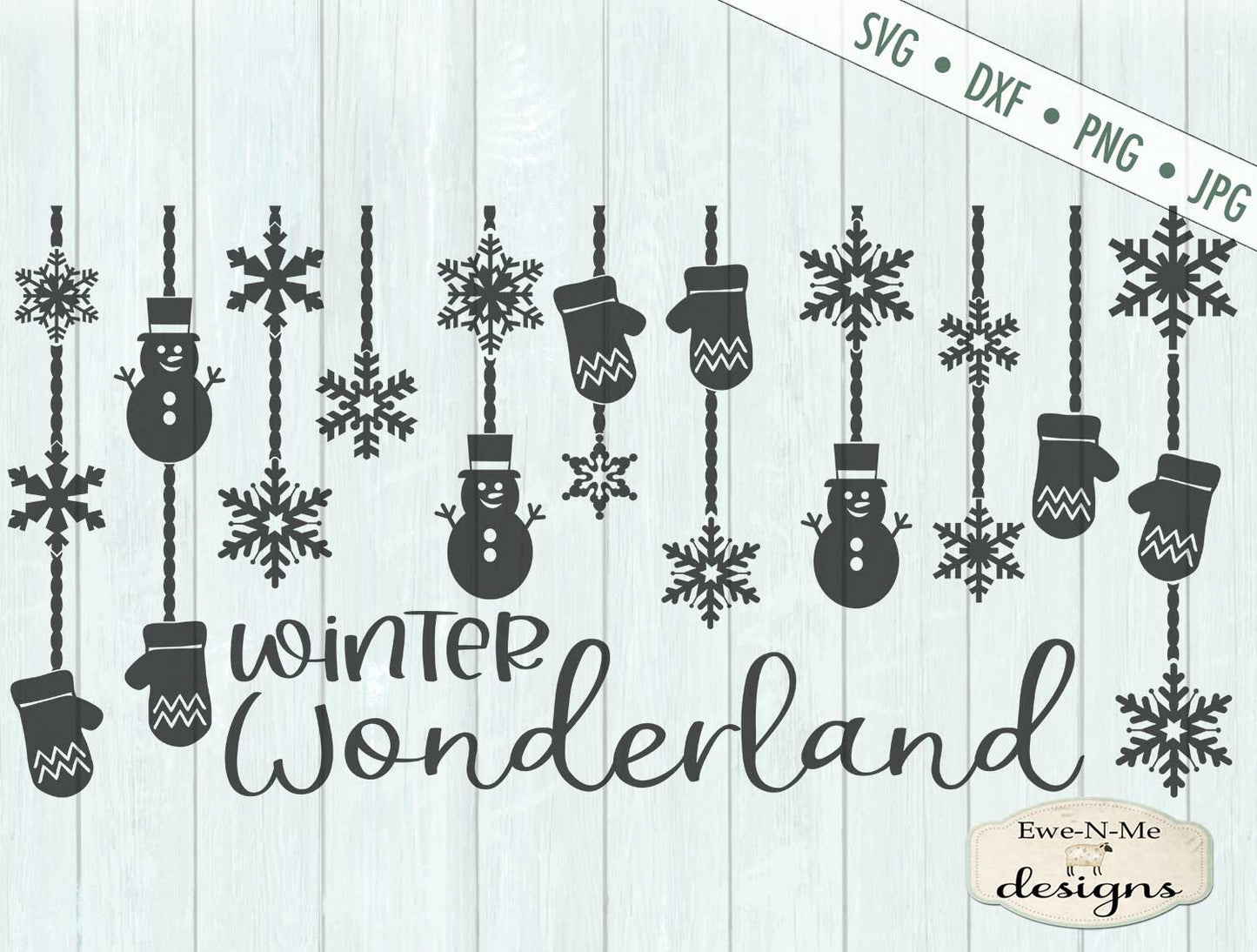 Winter Wonderland - Snowflakes Snowmen Mittens - SVG