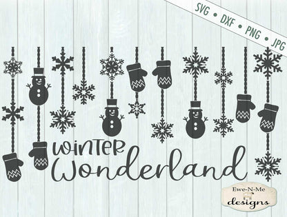 Winter Wonderland - Snowflakes Snowmen Mittens - SVG