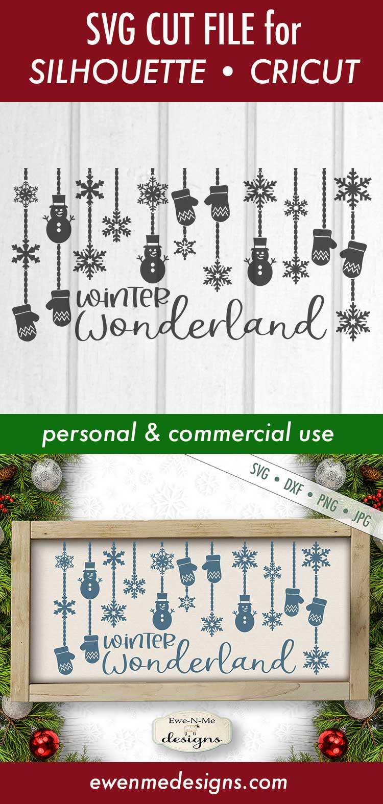 Winter Wonderland - Snowflakes Snowmen Mittens - SVG