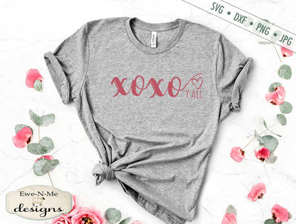 xo xo Yall  - Valentine Heart - Hugs Kisses - SVG