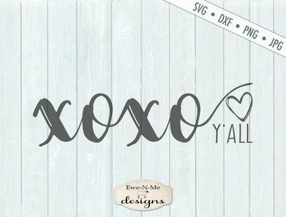 xo xo Yall  - Valentine Heart - Hugs Kisses - SVG